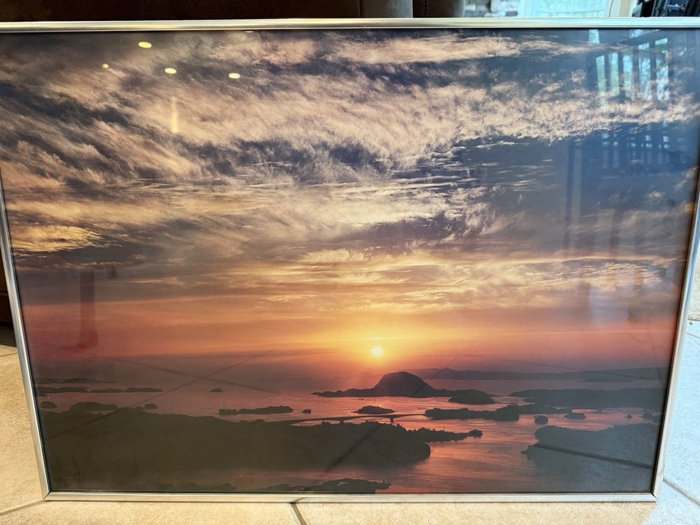 Framed Color Photograph Sunset Seascape Landscape Nature 21×28.5in Landscape