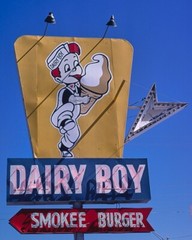 8×10 Vintage photo of Dairy Boy ice cream sign, Rt. 66, El Reno, Oklahoma.