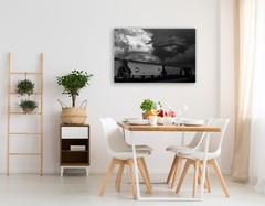 Black and white train photography wall art hanging storm cloud picture decor