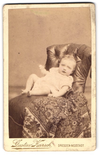 Photograph Gustav Karsch, Dresden-N., size Meisenerstr. 17, cute toddler in