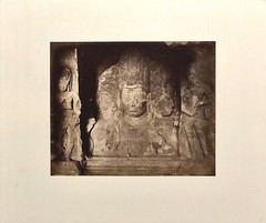 Original 1875 SAMUEL BOURNE Albumin Photograph Caves of Elephanta India Shiva