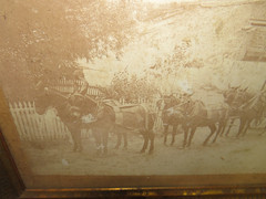 ANTIQUE 1800s REAL WESTERN AMERICANA ORIGINAL FARM WAGON SCENE FRAMED PHOTOGRAPH
