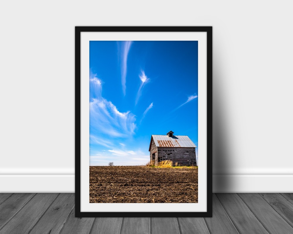 Vertical old barn photography print Iowa farmland photo landscape wall art