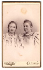 Photograph Ad. Müller, Herisau, portrait of two young ladies in white dress