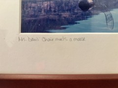 Curtis Krueger Signed Photo Framed Matted «Mrs. Davis’ Chair Meets a Moose».