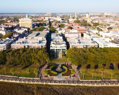 8×10 Color aerial photo of the Pineapple Fountain in Charleston, SC.