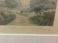 Wallace Nutting Signed Hand-Tinted Lithograph Landscape Framed 18×12 Antique