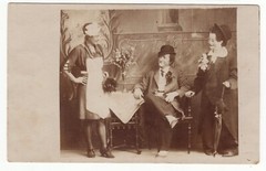 Variety or circus clown artists at parody or sketch circus RPPC ~ 1910