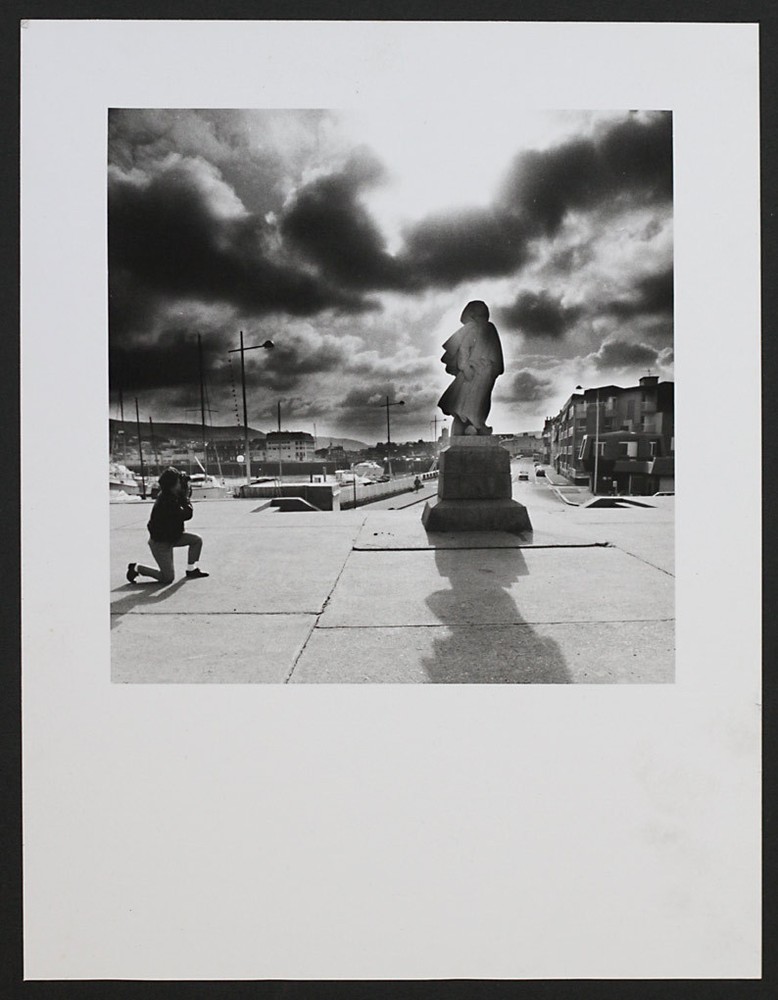 Original Vintage 1990s monument being photographed, artistic image, stamped