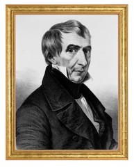 William Henry Harrison Photograph in a Aged Gold Frame