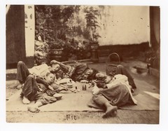 Chinese Opium Smokers Albumen Photograph from 1880s