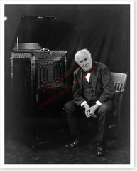 Circa 1921 Thomas Edison With Upright Phonograph Silver Halide Photograph