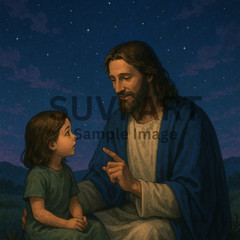 Photo Digital Product – Wallpaper Image Picture Jesus guide little girl A-288