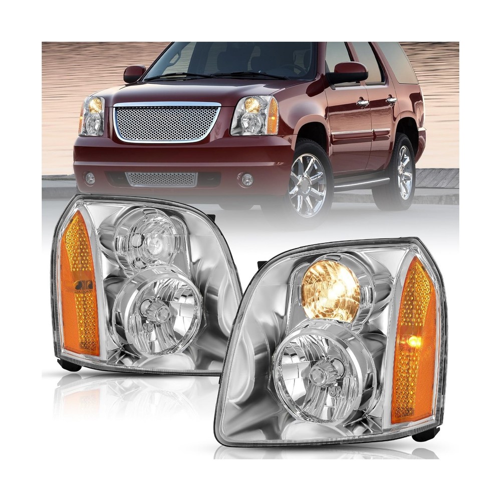 TUSDAR Headlight Assembly Set for 2007-2014 GMC Yukon | Yukon XL OEM Replacem…