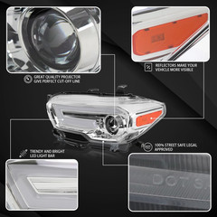 Compatible with 2016-2022 Toyota Tacoma, Left + Right Pair Headlamps Assembly, C