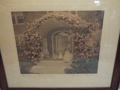 Lg Wallace Nutting Colored Photo Coming Out of Rosa Child Rose Home Print