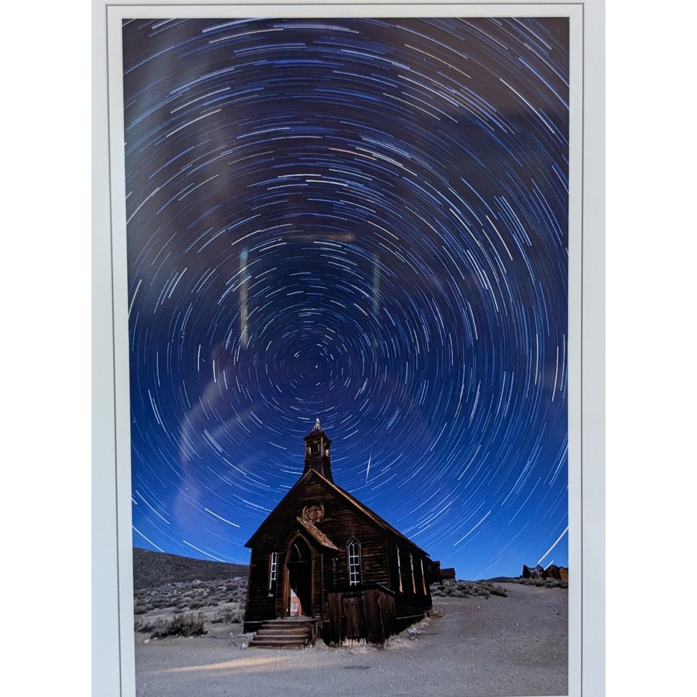 Michael Bertrand School House or Church at Night Photo 11″ x 8 5/8″ Signed