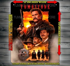 Tombstone 90s Western Wyatt Earp – Doc Holiday Metal Sign Wall Art 14″ x 11″