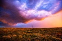 Country Photography Print – Picture of Storm Clouds Over Windmill in Oklahoma