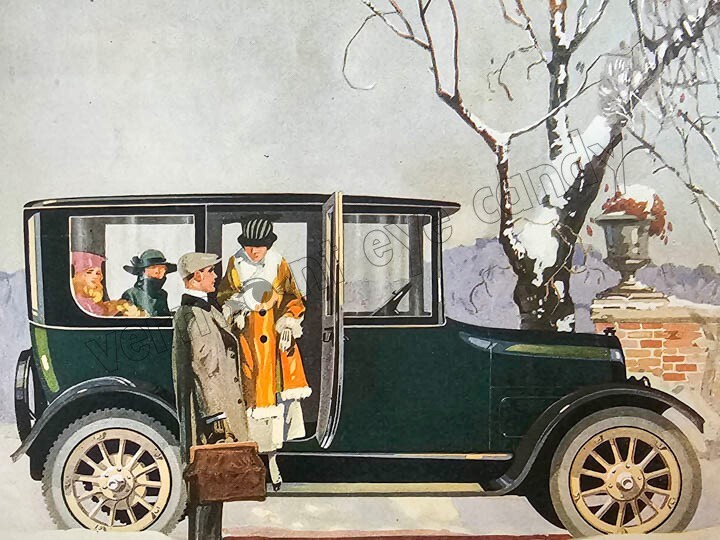 1918 Overland Convertible Car Drawing for DIGITAL DOWNLOAD Model 90 Door Open