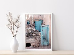SET of THREE – Santa Fe Blue Door New Mexico Adobe Turquoise Photography Print