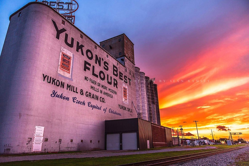 Yukons Best Grain Elevator Photography Print: Oklahoma Route 66 Sunset Photo