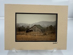 Gamow signed Old Farm Barn in Fenced Field Pasture Photography Art 5″ x 7″ Mated