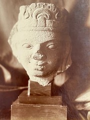 Rare Albumen Print Photo XIX Statue Art Kmer Sculpture Cambodia Angkor Wat