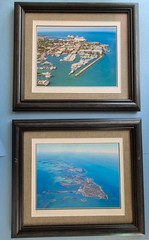 (2) Key West Aerial Photographs by Gary Sibley Framed Matted Signed 14.5″x16.5″