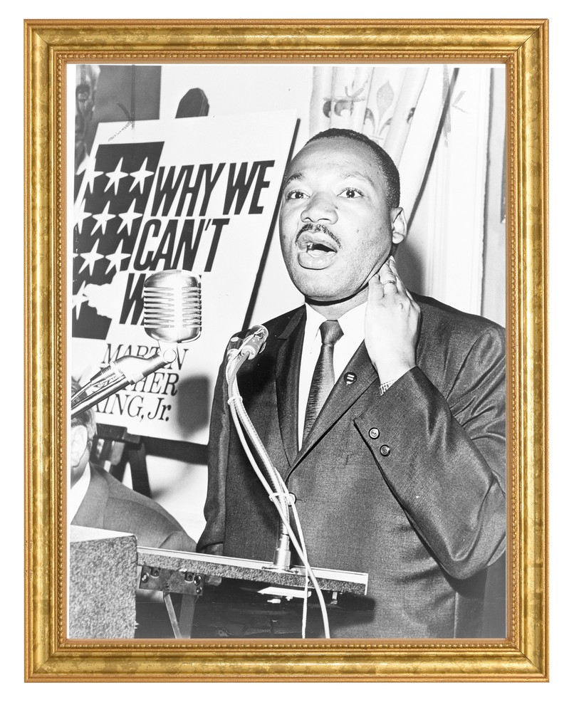 Martin Luther King Jr. Photograph in a Aged Gold Frame