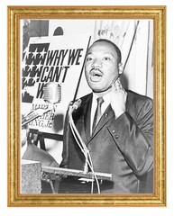 Martin Luther King Jr. Photograph in a Aged Gold Frame