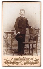 Photograph Franz Kuhlmey, Berlin-N, Elsasserstrasse 1 and 2, portrait young man