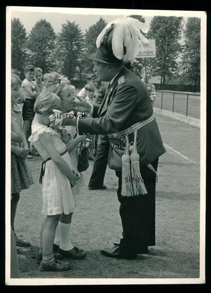 Old man patting little girls at shooting party photo postcard 11x15cm