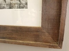 Rustic Hand Made Reclaimed Barnwood Framed Photograph of Vineyard in Winter
