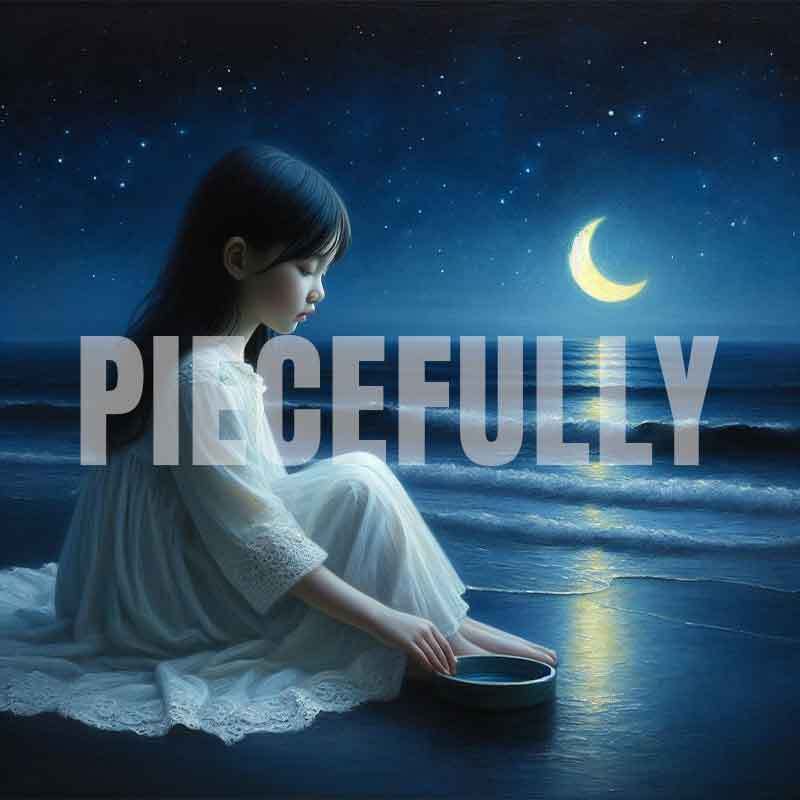 The Girl and Her Moon #008 AI Digital Art Image w/ Abstract Riddle Philosophy