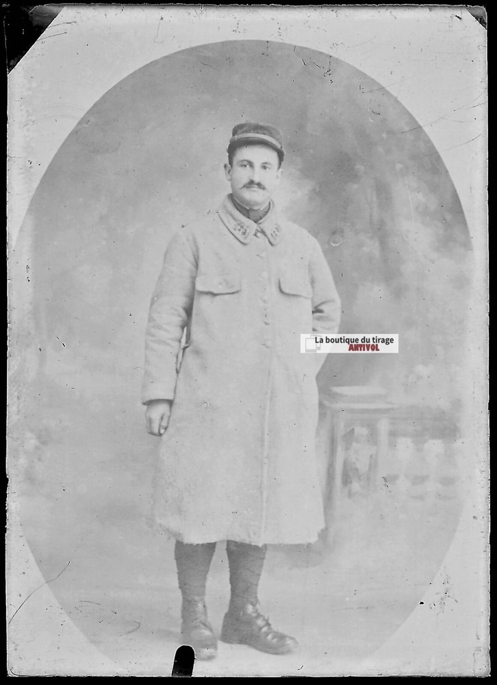 Vintage Black And White Photo Glass Plate 6X9 Cm Soldier Man
