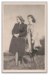Portrait of Two Young Women – Fashion Headscarf Nylon Stockings – Vintage Photo