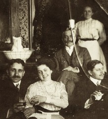 family w wine, photo from broken glass negative, unusual, rare, Vintage fine art