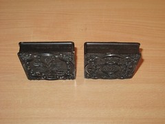2 Old Portrait Photos In Bakelite Box Around 1910 Very Decorative