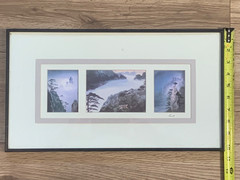 Soman Lo Hand Signed Huangshan Mountain Photo Triptych Framed Display