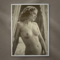 Vintage SW Photo Print Nude Woman in Profile at Window 1930s 10×15 z[osl9qo]