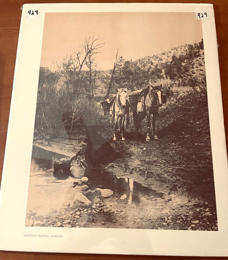 Edward S. Curtis Getting Water Apache 16 x 12 Sepia Print Native American EUC