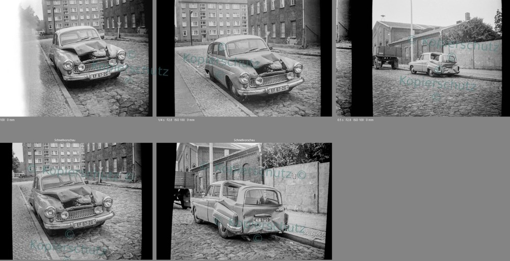 2 x prints photo each approx. 13×14 cm GDR accident Bernau Wartburg 312 combination photo from 1979