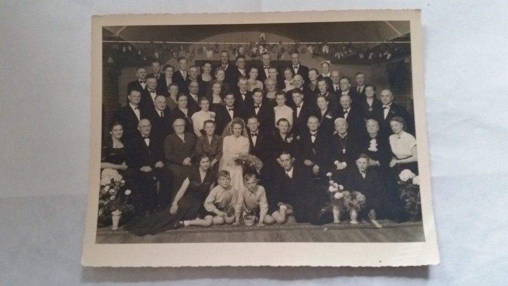 Photo Large Format 42 Large Wedding Party Circa 1930s Approx 18x24cm