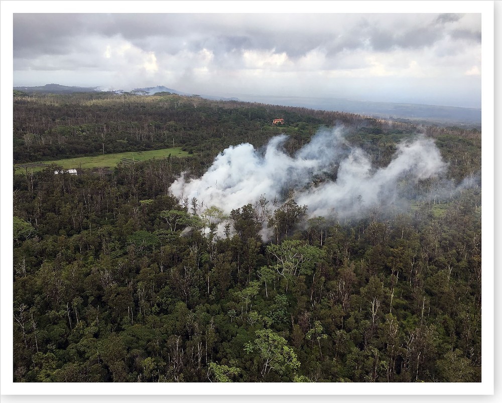 Aerial View Steaming Area Kilauea Volcano 2018 Silver Halide Photo