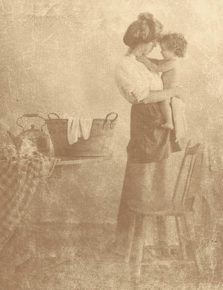 NEWLY FOUND! HENDRICKSON B&W SEPIA PHOTO PRINT Mother Holding Cute Baby 11×14″
