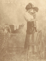 NEWLY FOUND! HENDRICKSON B&W SEPIA PHOTO PRINT Mother Holding Cute Baby 11×14″