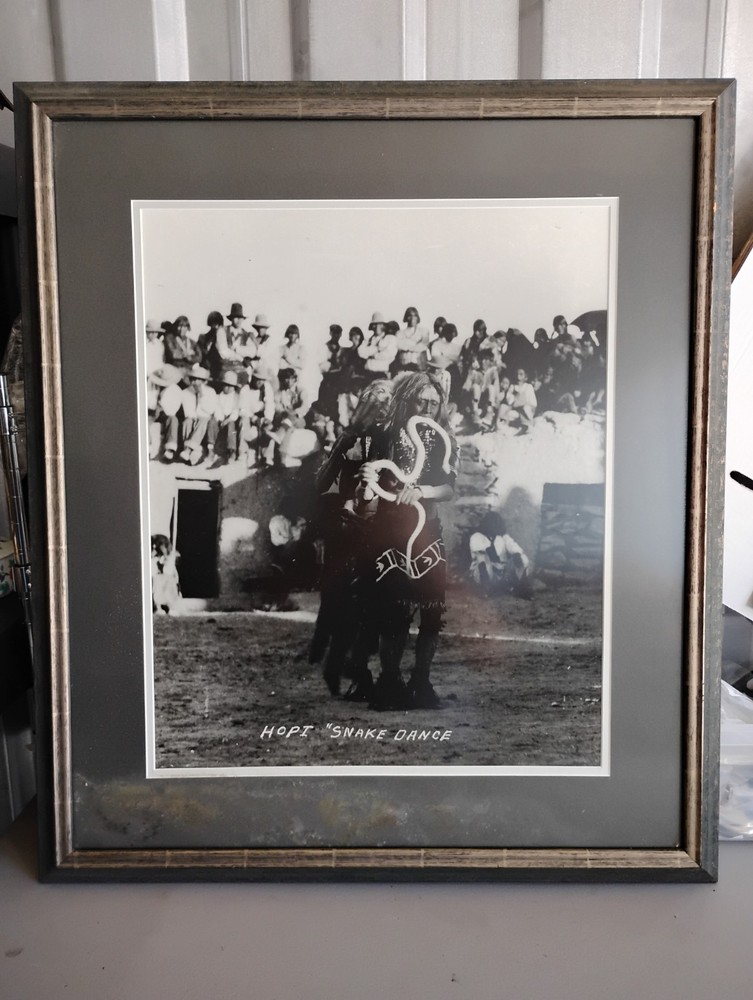 Large Native American Framed & Matted B&W Photograph Snake Dance 27″ x 24″