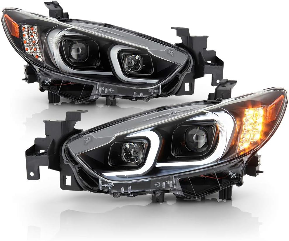 – for [Halogen Model] 2014-2017 Mazda 6 Black Housing LED Tube Signal Projector