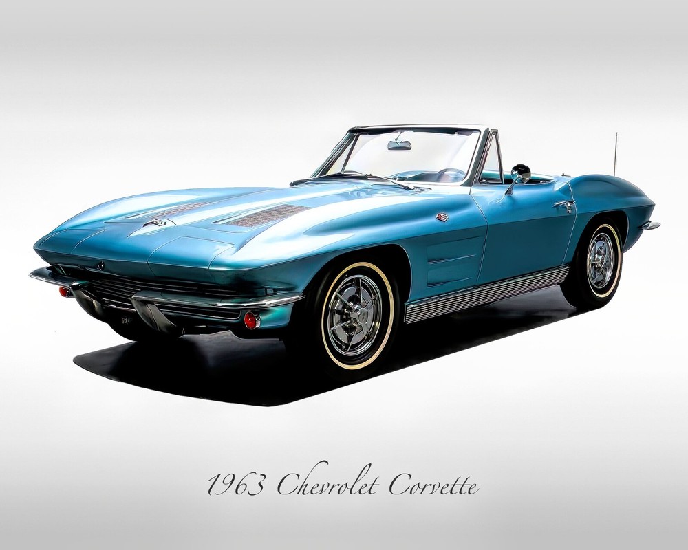 Classic Cars – 1963 Chevrolet Corvette – Silver Blue – Muscle Car